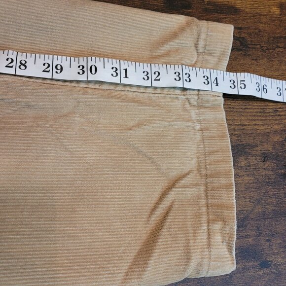 Vtg Eddie Bauer Corduroy Trousers 35x34 Pleated Tan Cotton Preppy Y2K - Picture 7 of 8